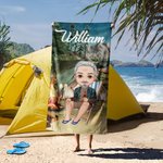 Personalisierte mein Lagerfeuer Zelt Cartoon Charakter schnell trocknen überdimensioniert Mikrofaser Strandtuch mit Namen Sommer Strand Wesentliche Geburtstagsgeschenk für Familie