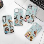 Personalized Cute 3D Cartoon Girl and 1-4 Dogs Phone Case for iPhone or Samsung with Names Birthday Anniversary Gift for Pet Lover Dog Mom
