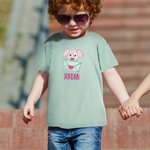 Personalized Embroidered Love Letter Puppy 100% Cotton Baby Romper Puff T-shirt with Name Birthday Valentine's Day Gift for Boys Girls