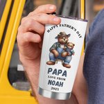 Personalized Family Bear Happy 1st Father's Day 20 oz Tumbler with Name Straw and Brush Father's Day Gift for Dad Grandpa