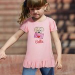 Personalized Embroidered Love Letter Puppy 100% Cotton Baby Romper Puff T-shirt with Name Birthday Valentine's Day Gift for Boys Girls