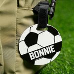 Personalisierte Fußball Name Gepäckanhänger mit verstellbarem Gurt Charme Zubehör Geburtstag Team Geschenk für Fußballspieler Liebhaber
