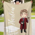 Personalisierte Cartoon Graduate Charakter weiche Decke mit Namen Home Decor Gratulation Graduation Geschenk für Mitschüler Freunde