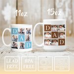 Personalized Dad 6 Photos Collage 11 oz 15 oz Ceramic Coffee Mug Home Decor Birthday Father's Day Gift for Dad
