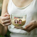 Personalised 2 Cartoon Characters 16 oz Clear Glass Cup with Handle and Name Anniversary Birthday Gift for Besties Friends