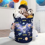 Personalisierte Raum Astronaut Rakete wasserdicht Lagerung Korb mit Griff und Name Housewarming Geburtstag Geschenk für Jungen Kinder