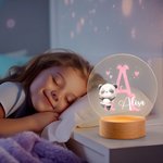 Personalized Cute Animal Ballerina Initial Name LED Night Light with Wooden Base Nursery Decor Birthday Gift for Ballet Lovers