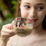 Personalised 2 Cartoon Characters 16 oz Clear Glass Cup with Handle and Name Anniversary Birthday Gift for Besties Friends