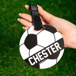 Personalisierte Fußball Name Gepäckanhänger mit verstellbarem Gurt Charme Zubehör Geburtstag Team Geschenk für Fußballspieler Liebhaber