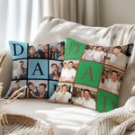 Personalized Dad 6 Photos Collage Multicolor Soft Throw Pillow Cover Home Decor Father's Day Gift for Dad