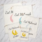 Personalizzato Eid Mubarak Moon Drawstring Canvas Bag Treat con nome Ramadan Stocking Stuffer Eid Gift per bambini