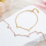 Personalized Multiple Hearts Bracelet with 1-5 Engraved Names Minimalist Jewelry Birthday Anniversary Gift for Women