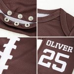 Henkilökohtainen amerikkalainen jalkapallo Sport Nopeasti kuivuva Baby Bodysuit nimi ja numero Baby Shower syntymäpäivälahja vastasyntyneille