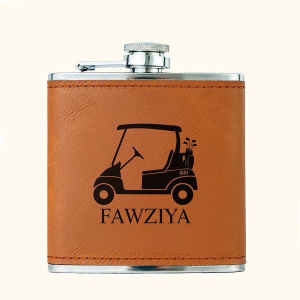 Henkilökohtainen Golf Design Kannettava nahka 6 oz Hip Flask kanssa nimi eläkkeelle Isänpäivä Syntymäpäivä lahja miehille Golf Lovers juomarit