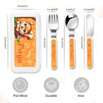 Couverts de 3 Pièces avec Étui Personnalisés avec Noms et Motifs Cadeau d'Anniversaire pour Enfants