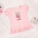 Personalized Embroidered Love Letter Puppy 100% Cotton Baby Romper Puff T-shirt with Name Birthday Valentine's Day Gift for Boys Girls