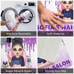 Personalized Multicolor Cute Cartoon Manicurist Non-slip Door Mat with Name Housewarming Beauty Salon Opening Birthday Gift for Nail Technicians