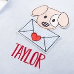 Personalized Embroidered Love Letter Puppy 100% Cotton Baby Romper Puff T-shirt with Name Birthday Valentine's Day Gift for Boys Girls