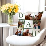 Personalized Dad 6 Photos Collage Multicolor Soft Throw Pillow Cover Home Decor Father's Day Gift for Dad