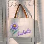 Sac en Toile Rétro Personnalisé avec Nom et Fleur de Naissance Sac à Anse en Cuir Grande Capacité Cadeau Anniversaire Fête pour Femmes