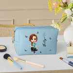 Personalisierte 3D Geburt Blume Schmetterling Cartoon Mädchen Leder Kosmetiktasche Tasche mit Namen Geburtstag Brautjungfer Geschenk für Frauen Mädchen