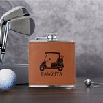 Gepersonaliseerde Golf Design draagbare lederen 6 oz heupfles met naam pensioen Vaderdag verjaardagscadeau voor mannen golf liefhebbers drinkers