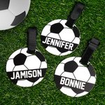 Personalisierte Fußball Name Gepäckanhänger mit verstellbarem Gurt Charme Zubehör Geburtstag Team Geschenk für Fußballspieler Liebhaber