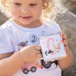 Personalized Cute Animal Ballerina 12 oz Colorful Rim Enamel Mug with Name and Initial Back to School Birthday Gift for Kids Ballet Lovers