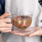 Personalised 2 Cartoon Characters 16 oz Clear Glass Cup with Handle and Name Anniversary Birthday Gift for Besties Friends