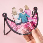 Attrape-Soleil Suspendu Personnalisé avec Personnages de Dessin Animé et Noms en Forme de Lune Cadeau Fête des Mères pour Maman et Grand-Maman