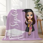 Personalisierte Cartoon Graduate Charakter weiche Decke mit Namen Home Decor Gratulation Graduation Geschenk für Mitschüler Freunde