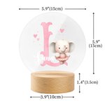 Personalized Cute Animal Ballerina Initial Name LED Night Light with Wooden Base Nursery Decor Birthday Gift for Ballet Lovers