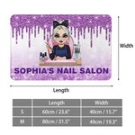 Personalized Multicolor Cute Cartoon Manicurist Non-slip Door Mat with Name Housewarming Beauty Salon Opening Birthday Gift for Nail Technicians