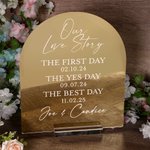 Personalized Our Love Story First Day Yes Day Best Day Acrylic Wedding Sign with Names Table Decor Anniversary Wedding Gift for Couples