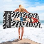 Asciugamano da spiaggia personalizzato con stampa leopardo e zebra e personaggio in stile cartone animato regalo per vacanze estive per donne