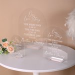 Personalized Our Love Story First Day Yes Day Best Day Acrylic Wedding Sign with Names Table Decor Anniversary Wedding Gift for Couples