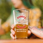 Personalized Daddy's Medicine Fist Bump 16 oz Clear Beer Glass with 2-9 Names Father's Day Birthday Gift for Dad Beer Lovers