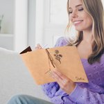 Personalized Birth Flower PU Leather Binder Journal Notebook with Name and Text Recording Accessories Birthday Holiday Gift for Writing Enthusiasts