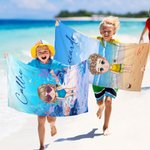 Asciugamano da spiaggia personalizzato con personaggio e nome dimensioni oversize asciugatura rapida essenziale per estate regalo per bambini