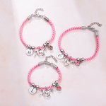 Ciondolo iniziale di pietra di nascita del cavallo personalizzato Bracciale di corda rosa Regalo di compleanno per bambini donne