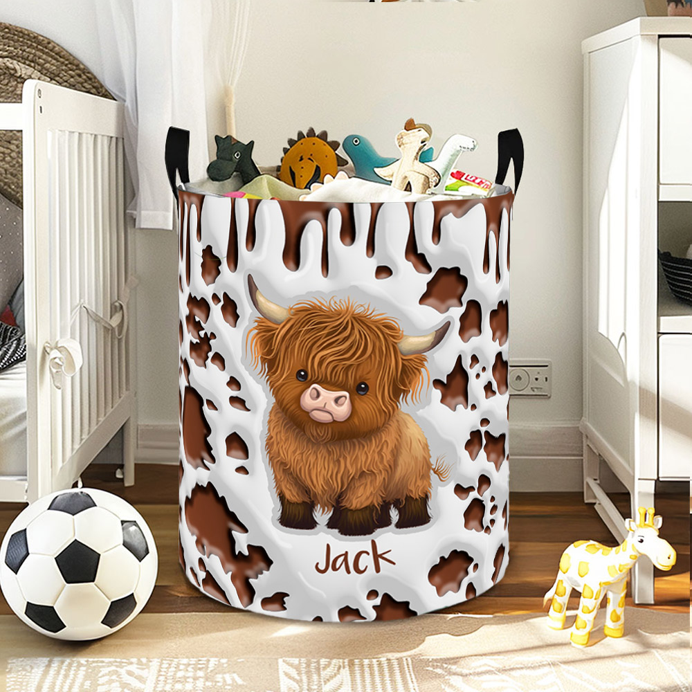 Panier à linge imperméable personnalisé avec nom et poignée Décoration de chambre d'enfant Anniversaire Cadeau de pendaison de crémaillère pour enfants Famille