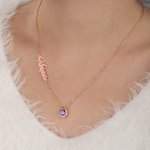 Personalisierte Wasser Tropfen Geburtsstein Sideway Name Halskette Zierlich Schmuck Geburtstag Jahrestag Muttertag Geschenk für Frauen