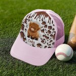 Personalisierte niedliche Hochlandkuh einstellbare Baseballmütze Mesh Trucker Hut mit Namen Sport Geburtstagsgeschenk für Hochlandkuh-Liebhaber