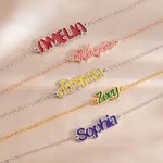 Personalisierte Wasser Tropfen Geburtsstein Sideway Name Halskette Zierlich Schmuck Geburtstag Jahrestag Muttertag Geschenk für Frauen