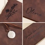 Personalized Birth Flower PU Leather Binder Journal Notebook with Name and Text Recording Accessories Birthday Holiday Gift for Writing Enthusiasts