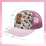 Personalisierte niedliche Hochlandkuh einstellbare Baseballmütze Mesh Trucker Hut mit Namen Sport Geburtstagsgeschenk für Hochlandkuh-Liebhaber