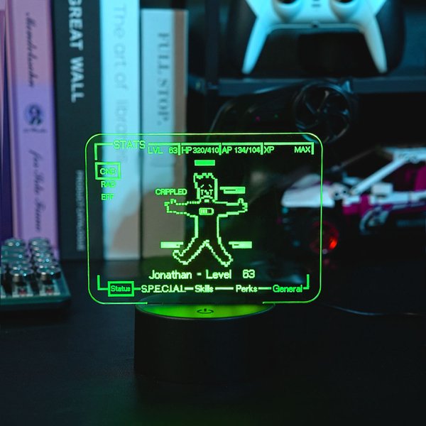 Personlig tecknad Pixel Man Stat-skärm akryl LED-nattlampa med namn rumsinredning födelsedagspresent för spelälskare