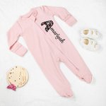 Personalisierte gestickten Leopard Initial Name 100% Baumwolle Baby Strampler Stirnband Set mit Reißverschluss Geburtstag Baby Dusche Geschenk für Neugeborene