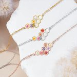 Personalized 1-12 Birth Flowers Bee Honeycomb Bracelet Dainty Jewellery Birthday Mother's Day Gift for Women
