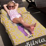 Asciugamano da spiaggia personalizzato con stampa leopardo e zebra e personaggio in stile cartone animato regalo per vacanze estive per donne